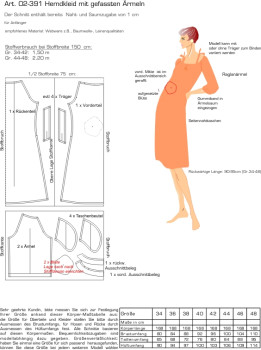 Preview: Art. 02-391 Hemdkleid mit gefassten Ärmeln